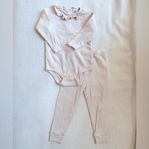 Baby Mori ecru jersey collared set, size 12-18 months